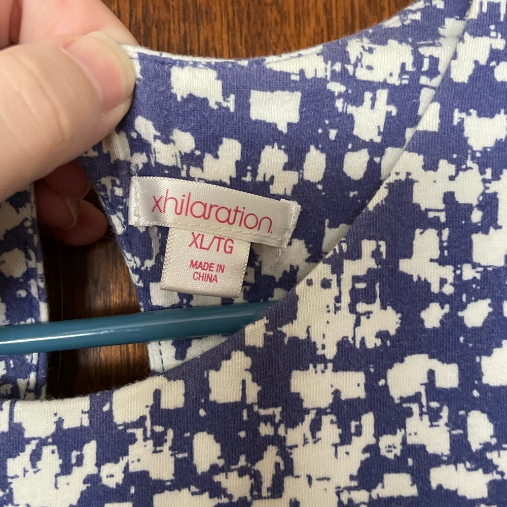 Fun blue and white Xhilaration abstract print skater dress - Picture 5 of 8